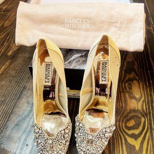 LIKE NEW Badgley Mischka Quintana Crystal Pump Ivory Satin SIZE 8